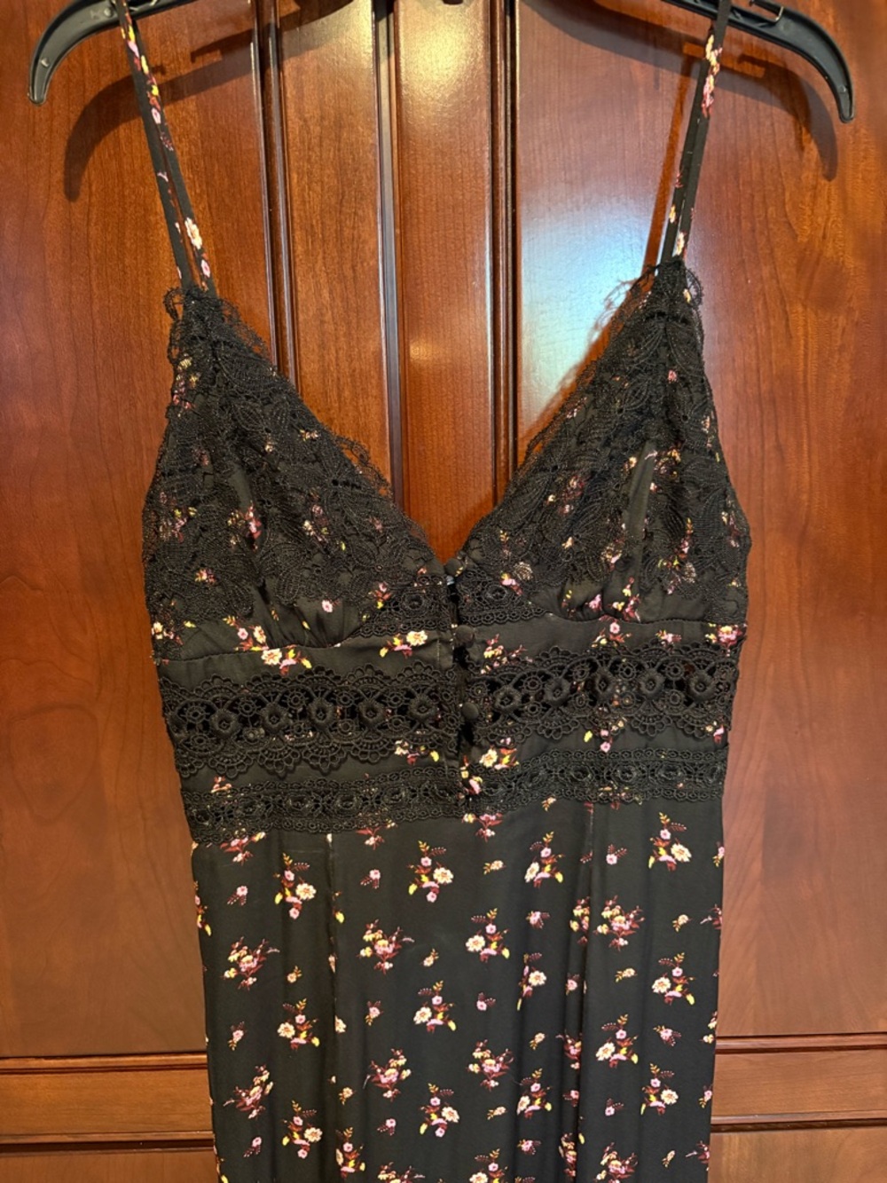Free People Black Floral Lace Maxi Slip Dress - Picture 2 of 9